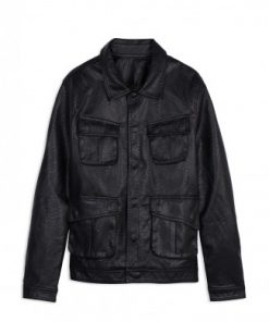 ÁO KHOÁC DA ĐEN 4 TÚI HỘP