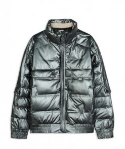 ÁO KHOÁC PHAO BÓNG XÁM CỔ 3P CHE KHÓA